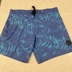 MAUI and SONS 42" Waist - Palm Leaf Print Blue Swim Shorts Men's Size XL